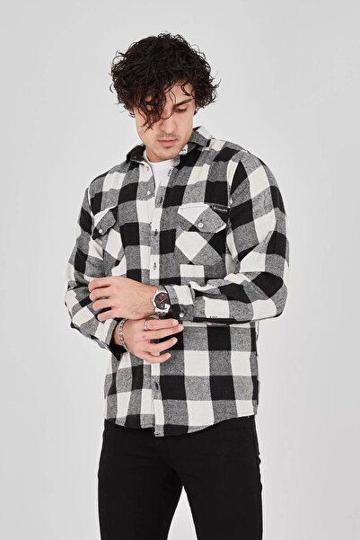 mzpkartan Men's Lumberjack Shirt - Black
