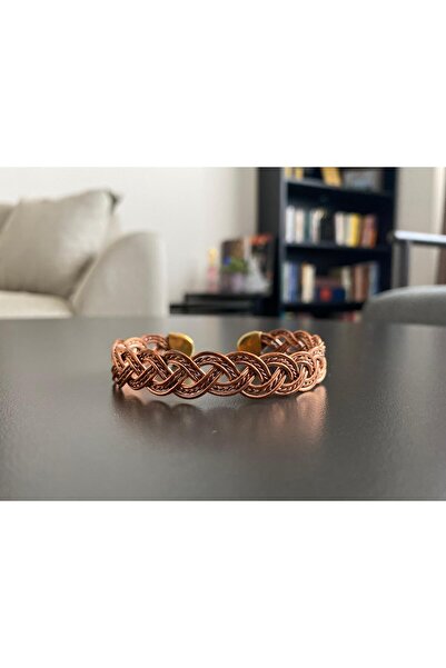 Layla Copper Sade Bakır İnce Örgü Desenli Tel Bakır Bileklik
