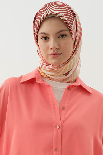 Tuğba Geo Twill İpek Eşarp - Oranj