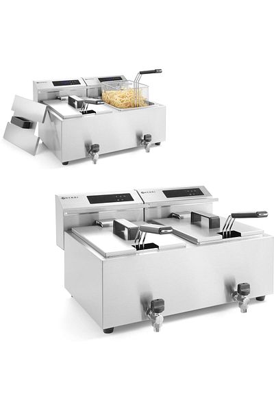 HENDI Friteuză digitală Mastercook cu panou și robinet 2x8L 2x3500W