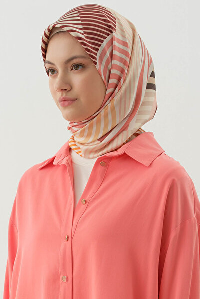 Tuğba Geo Twill İpek Eşarp - Oranj