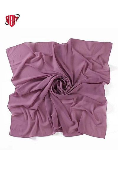 bgm Chiffon Scarf for Women Fashion Soft Chiffon Hijab Solid Color Headscarve - Lavender
