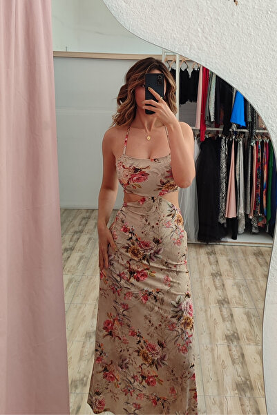 Due Stelle Sırt Dekolteli Yırtmaçlı Maxi Abiye Elbise - Parti - Dans - Mezuniyet Davet Elbisesi