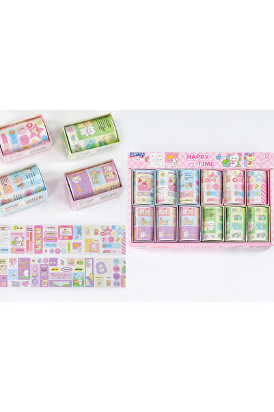 Polin Happy Time Dekoratif Washi Bant 7,2 cm x 1,8 m, 1 Adet, Pastel Renkli S...