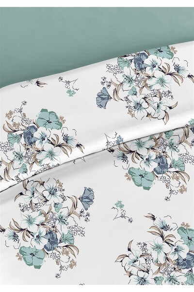 Evim Freesia 100% Cotton Double Duvet Cover Set 200X220Cm Indigo Green