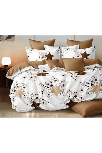 OEM Double Bed Sheet, Reversible Sheet, 6 Pieces, Star Print, 2 Persons, 230x245cm, Fine Cotton, Multico