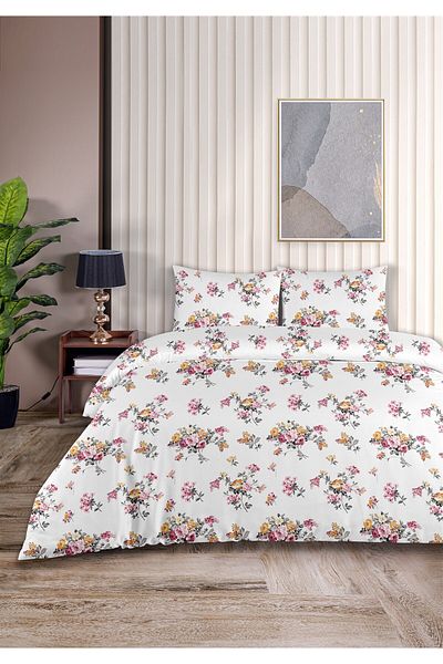 Evim Floret 100% Cotton Double Duvet Cover Set 200X220Cm Mustard Pink