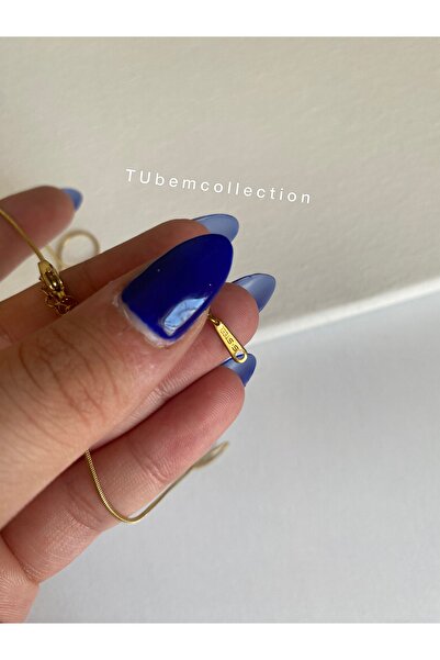 COLLECTİON Mavi mineli çelik kolye
