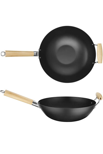 HENDI Wok din oțel carbon cu mânere din lemn, diametru 324 mm