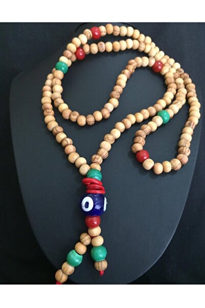 Birtakı'm Şeyler قلادة من خرز شجرة الزيتون الأصلي مع تفاصيل خرز شرير