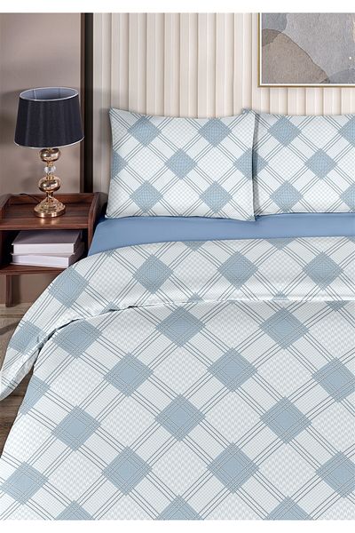 Evim Loren 100% Cotton Double Duvet Cover Set 200X220Cm Light Blue-Blue