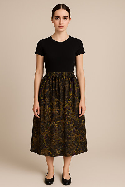 ERVA PEYSAJ Fusta Maternitate Elastică din Țesătură Buzi