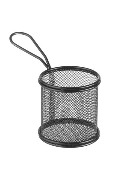 HENDI Koszyk do serwowania smażonych przekąsek frytek z uchwytem okrągły 90x90x90 mm - 425633