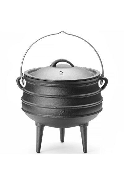 HENDI Cazan din fontă, oală vânătorească, pentru gătit la foc, pentru supe și tocănițe, diametru 245 x 280 mm, 6 l