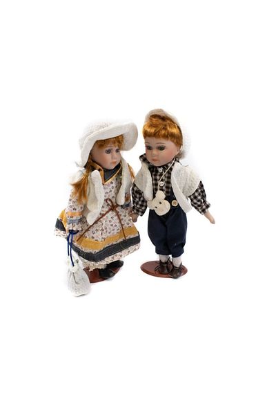 OEM Set 2 păpuși de porțelan - fată și băiat, 32 cm, multicolore
