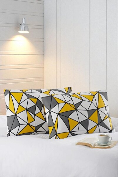 YALITEKS HOME مجموعة من 2 غطاء وسادة قطنية |   مطبوع |   50x70 سم