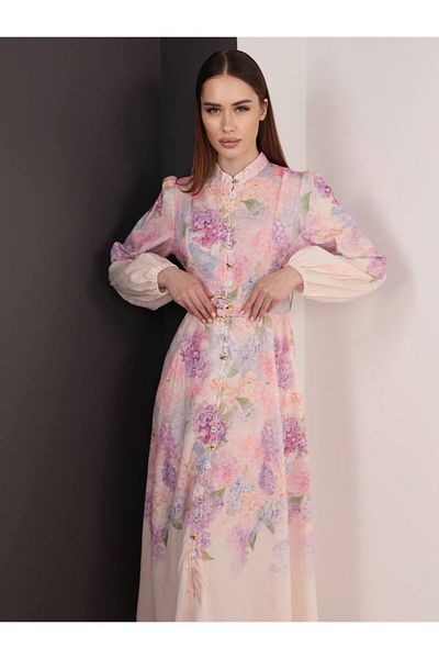Pulli Collection Pastel Floral Print Long Dress – Zimmerman Dress with Elegant Button Detail