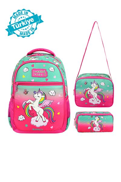 H&D COLLECTİON Rucsac pentru școală primară pentru copii cu licență, cutie de prânz și suport pentru stilou