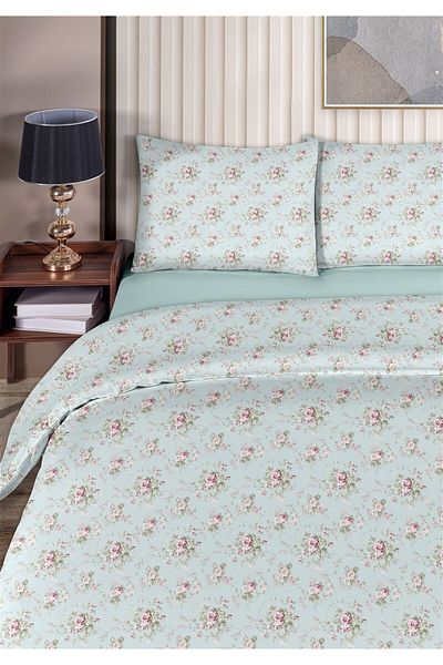 Evim Fulya 100% Cotton Double Duvet Cover Set 200X220Cm Light Turquoise