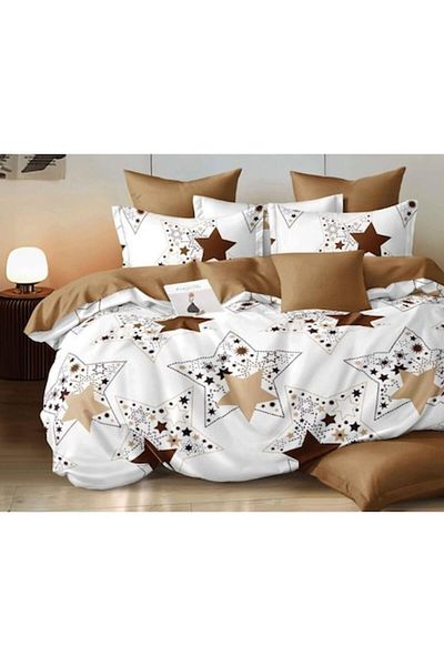 OEM Double Bed Sheet, Reversible Sheet, 6 Pieces, Star Print, 2 Persons, 230x245cm, Fine Cotton, Multico