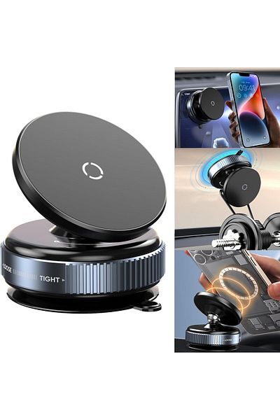 Generic MUNTAQI Magnetic Phone Holder with Vacuum Suction – 360° Rotation Car Mount for Dashboard, Mirror