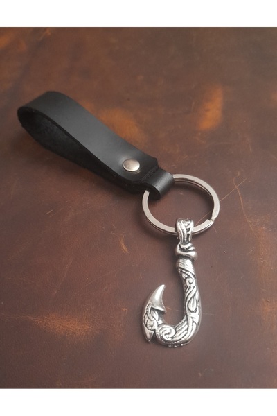 E&F Takı سلسلة مفاتيح من الجلد الطبيعي بتصميم ممتاز من مارينر فيشر هوك