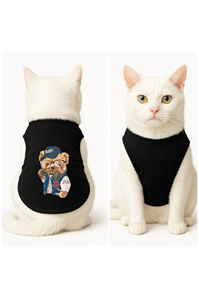 Buddy Store ملابس قطط - قميص داخلي - استمتع بقميص أسود مطبوع - مقاس XL