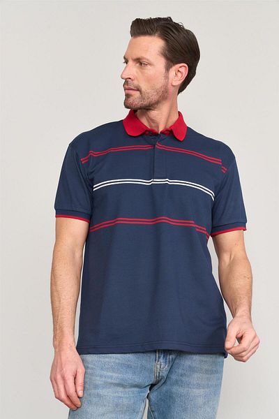 Çetinkaya Chester Polo 3950 Men's Polo Neck 30/1 Knitted T-Shirt Navy Blue