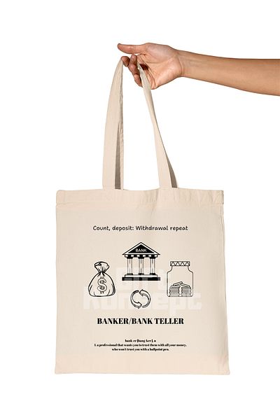 giftkonsept Count, Deposit:Withdrawal Repeat Printed Banker Organic Raw Cloth Bag