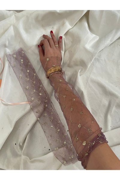 Nurcanilirboutique Gold parıltı detaylı eldiven kolluk