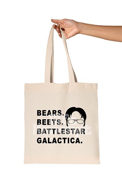 giftkonsept Bears Beets Dwight Printed the Office Organic Raw Cloth Bag