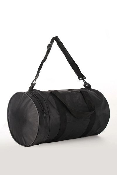KAFF Black Water Resistant Fabric Fitness Travel Cylinder Duffel Bag with Shoulder Strap