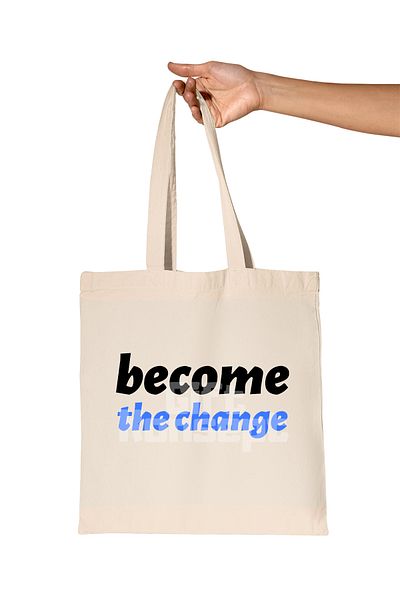 giftkonsept Become the Change Printed Motivational Organic Raw Cloth Bag