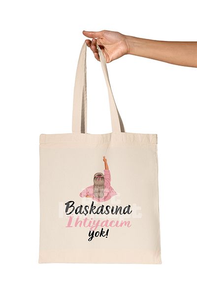 giftkonsept I Don'T Need Anyone Motivational Printed Gift Organic Raw Cloth Bag