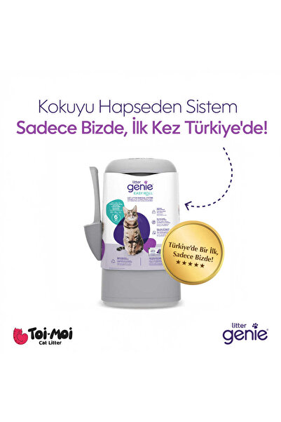 Litter Genie Yeni Nesil Ultra Koku Önleyici Kedi Kumu Çöp Kovası, Hediye Yede...