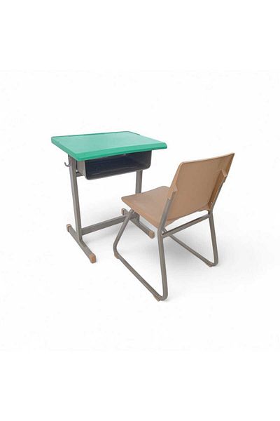 concent Green fiberglass and metal student study table
