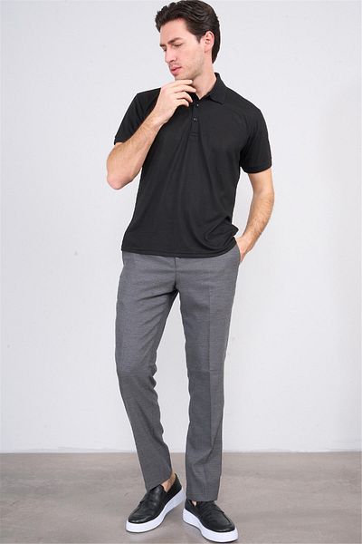 Çetinkaya Chester Polo 3797 Men's Polo Neck 30/1 Pique T-Shirt Black