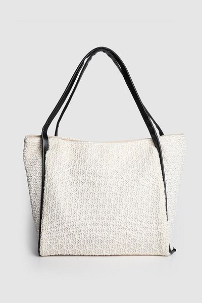 La La'Graccio Paris Lagraccio Paris Women's Aceo Straw-Knitted Oversized Shoulder Bag Knitted Cream Black