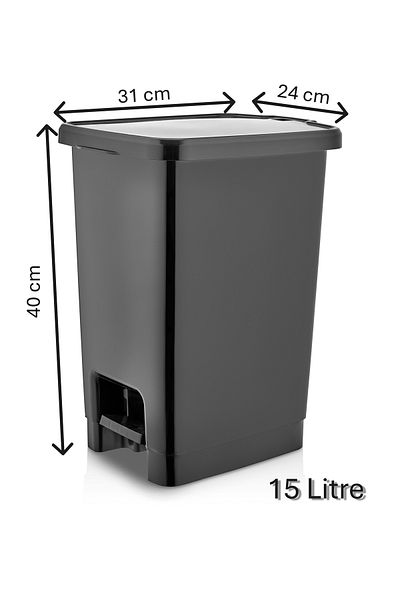 ASlife Pedal Trash Can 15 Liter Black