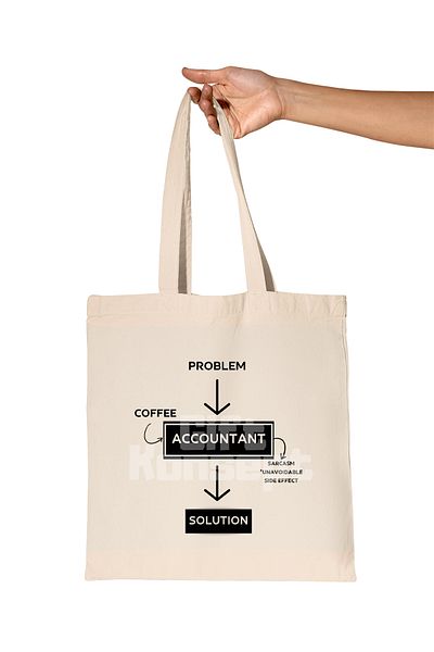 giftkonsept Accountant, Financial Accountant, Cpa, Accountant Problem and Solution Printed Gift Organic Raw Cloth Bag