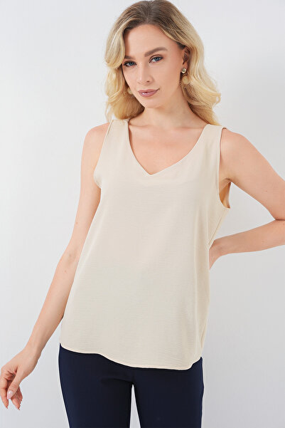 Bigdart V Neck Zero Sleeve Blouse 950 - Ecru