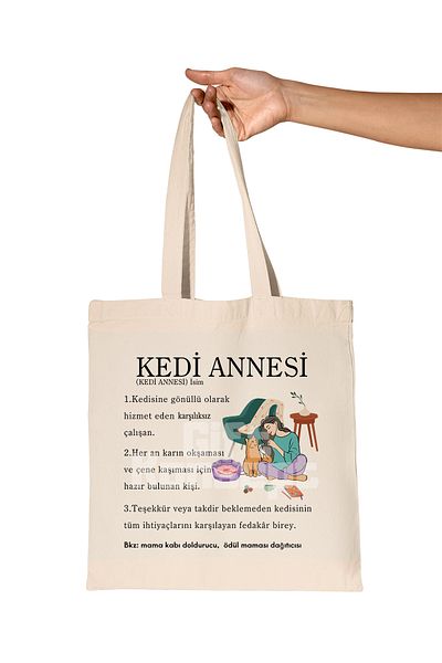 giftkonsept Mother of Cat Dictionary Meaning Printed Gift Organic Raw Cloth Bag