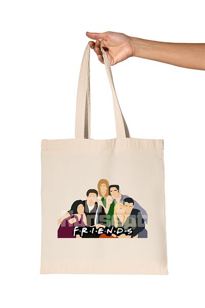 giftkonsept Friends No:4 Printed Gift Organic Raw Cloth Bag