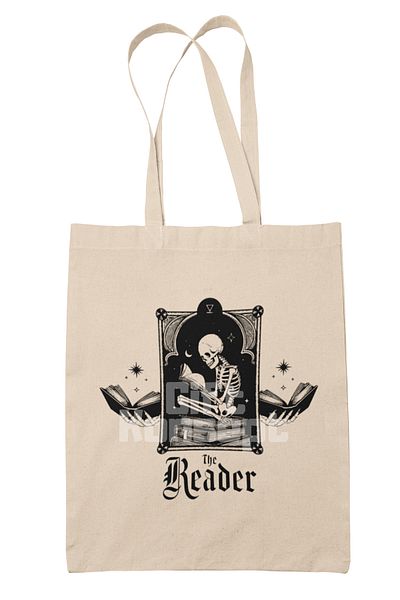 giftkonsept The Reader Classic Printed Book Lover Reader Printed Gift Organic Raw Cloth Bag