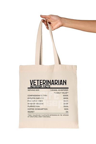 giftkonsept Veterinarian, Veterinary Medicine, Veterinary Nutrition Facts Printed Gift Organic Raw Cloth Bag
