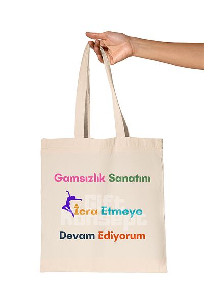 giftkonsept I Keep Practicing Performing the Art of Greed No:3 Printed Gift Organic Raw Cloth Bag