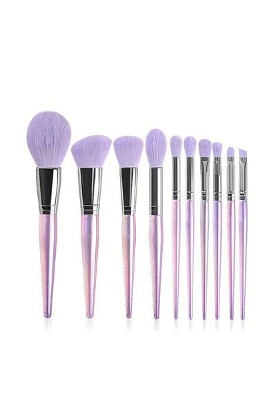 Belora Set of 10 makeup brushes with acrylic crystal handle