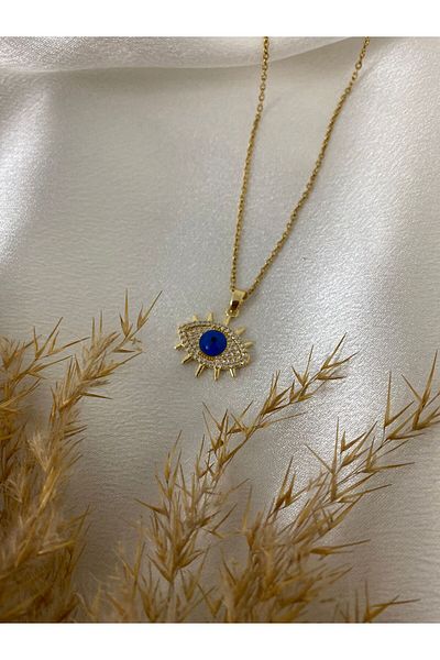 stainless steell Zircon Stone Eye Figure Steel Necklace