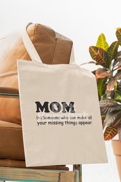 giftkonsept Mom Noun Definition Printed Mother's Day Printed Gift Organic Raw Cloth Bag