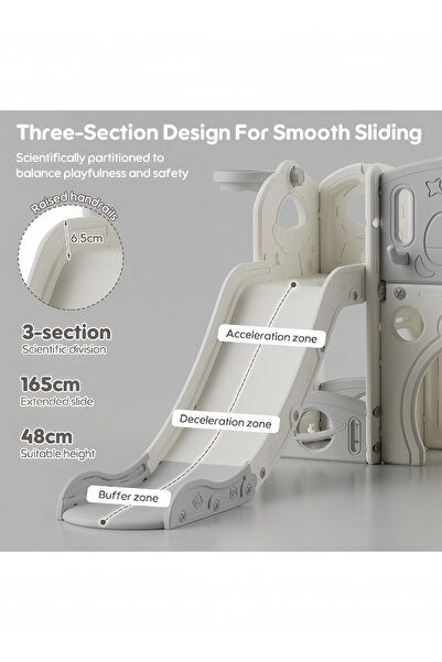 Sheinhome مجموعة زحليقة وأرجوحة للأطفال 5 في 1 مع حلقة كرة سلة ومساحة تخزين، تلسكوب، زحليقة للأطفال الصغار